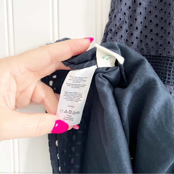 Ann Taylor Size 0 Navy Blue Mixed Eyelet Shift Dress - Picture 5 of 5